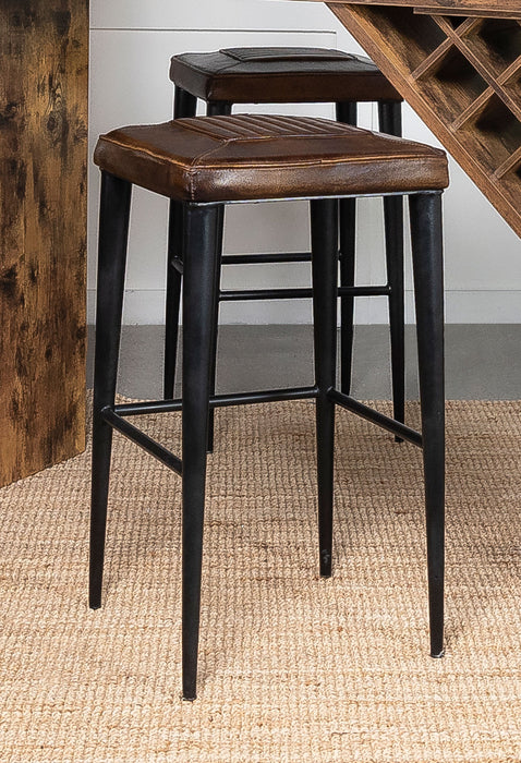 Coaster Alvaro Leather Upholstered Backless Bar Stool Antique Brown and Black (Set of 2) Default Title