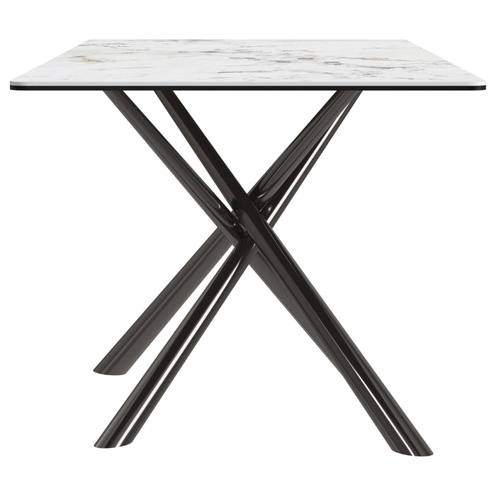 Carvell Rectangular Sintered Stone Dining Table Mirage White