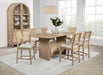 Kailani 8-piece Counter Dining Set with Cabinet Beige Oak