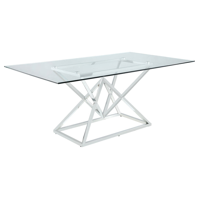 Coaster Beaufort Rectangle Glass Top Dining Table Chrome Default Title