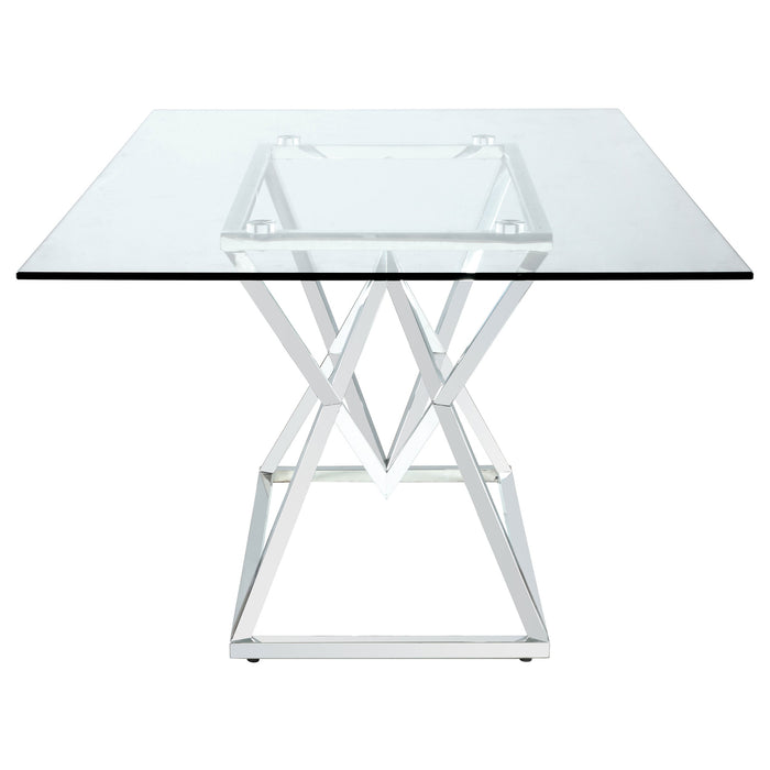 Coaster Beaufort Rectangle Glass Top Dining Table Chrome Default Title