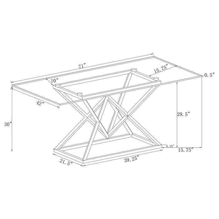 Coaster Beaufort Rectangle Glass Top Dining Table Chrome Default Title