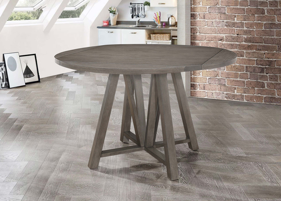 Coaster Athens Round Counter Height Table with Drop Leaf Barn Grey Default Title