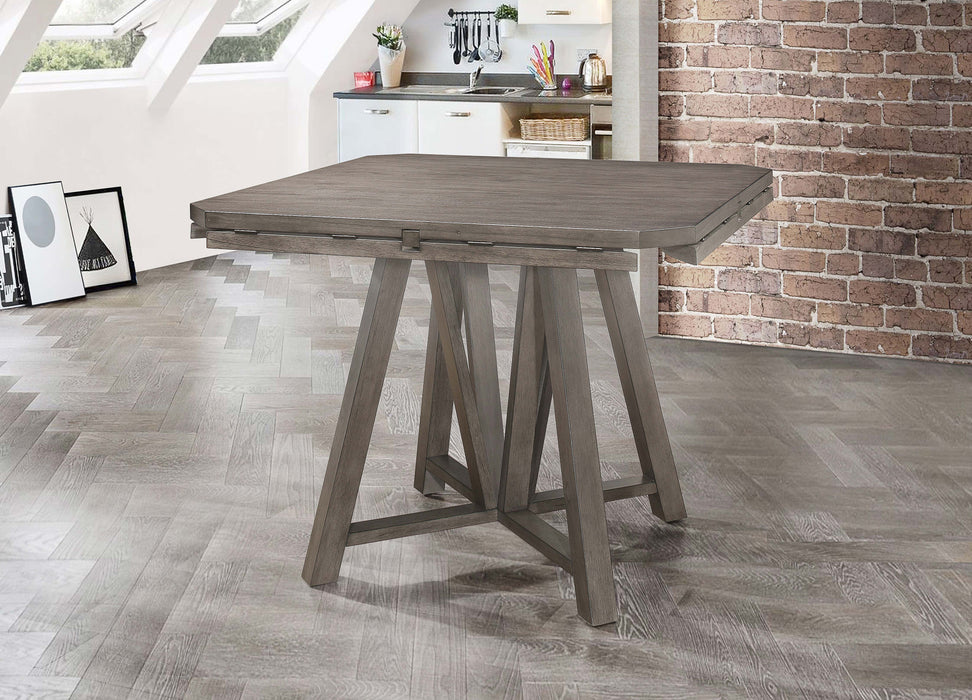 Coaster Athens Round Counter Height Table with Drop Leaf Barn Grey Default Title