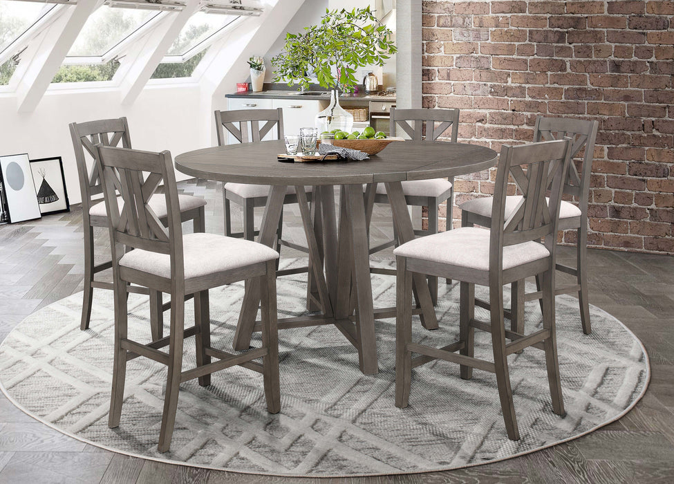 Coaster Athens Round Counter Height Table with Drop Leaf Barn Grey Default Title