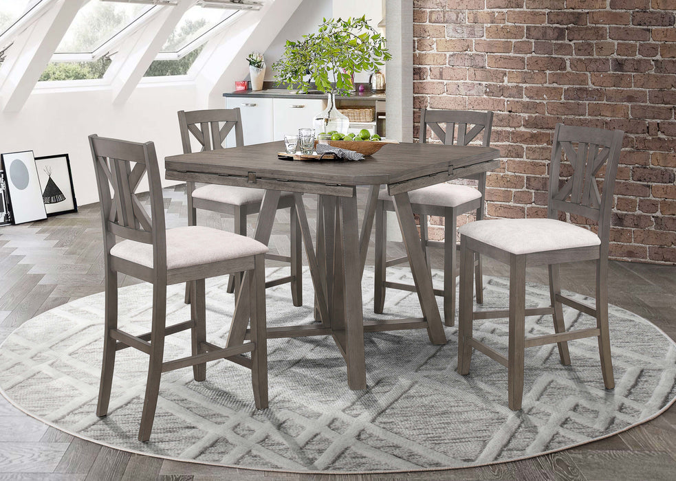 Coaster Athens Round Counter Height Table with Drop Leaf Barn Grey Default Title