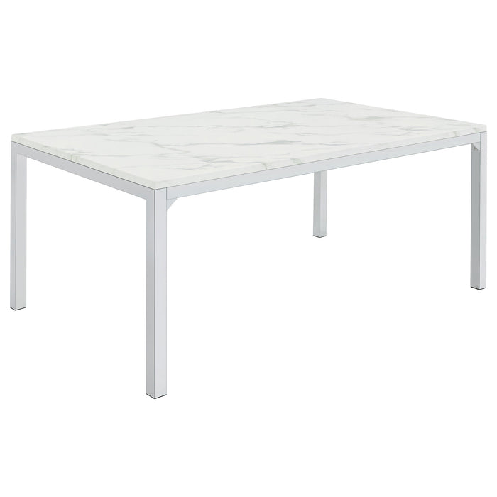 Coaster Athena Rectangle Dining Table with Marble Top Chrome Default Title