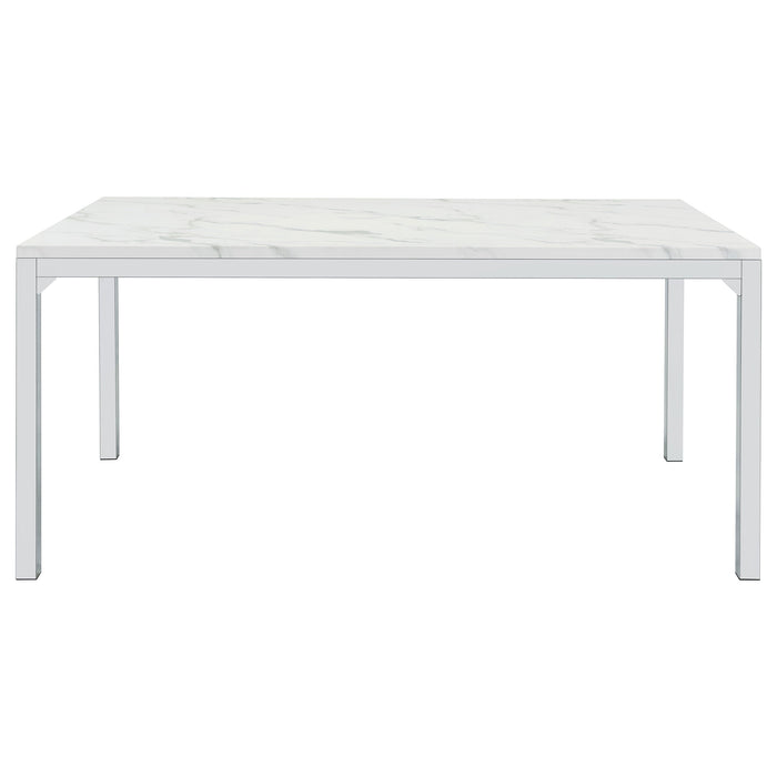 Coaster Athena Rectangle Dining Table with Marble Top Chrome Default Title