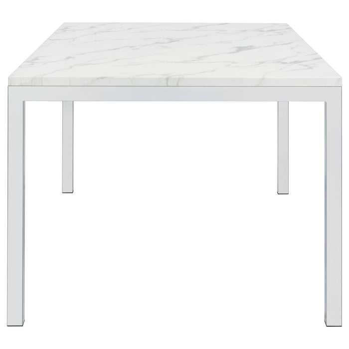 Coaster Athena Rectangle Dining Table with Marble Top Chrome Default Title