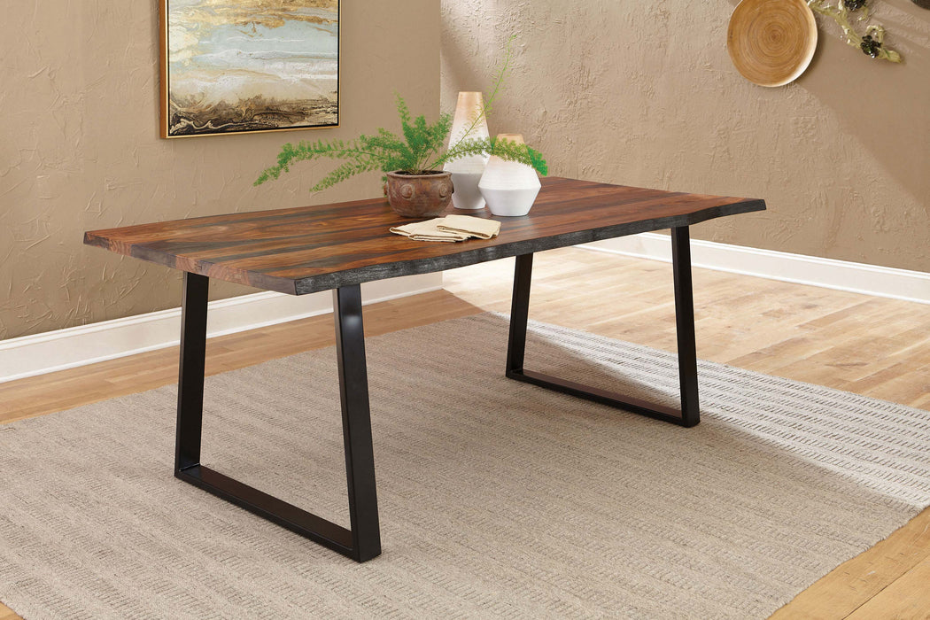 Coaster Ditman Live Edge Dining Table Grey Sheesham and Black Default Title