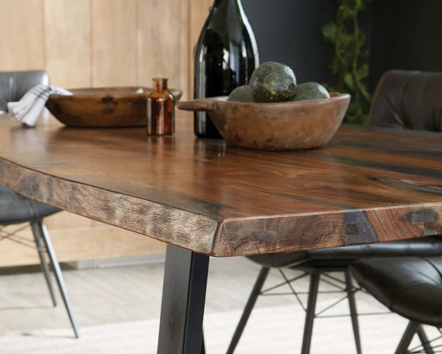 Coaster Ditman Live Edge Dining Table Grey Sheesham and Black Default Title