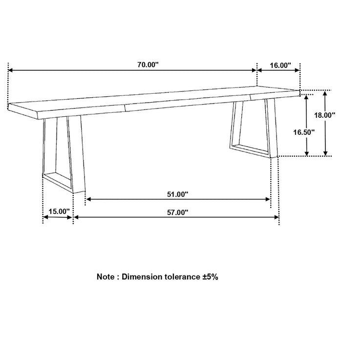 Coaster Ditman Live Edge Dining Bench Grey Sheesham and Black Default Title