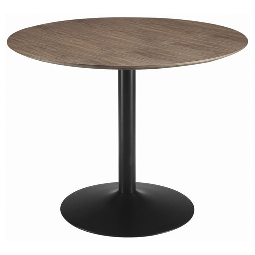 Coaster Lana Round Dining Table Walnut and Black Default Title