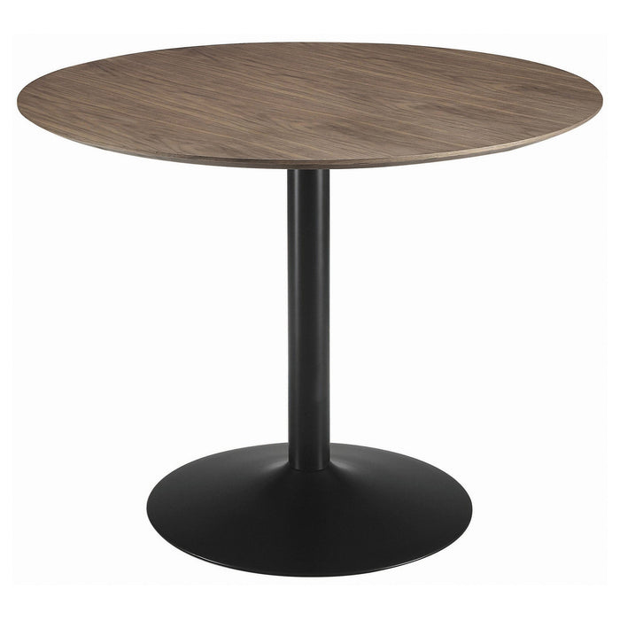 Coaster Lana Round Dining Table Walnut and Black Default Title