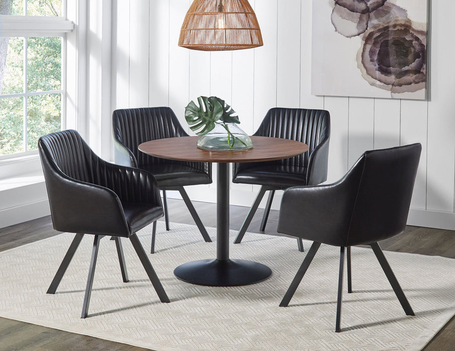 Coaster Lana Round Dining Table Walnut and Black Default Title