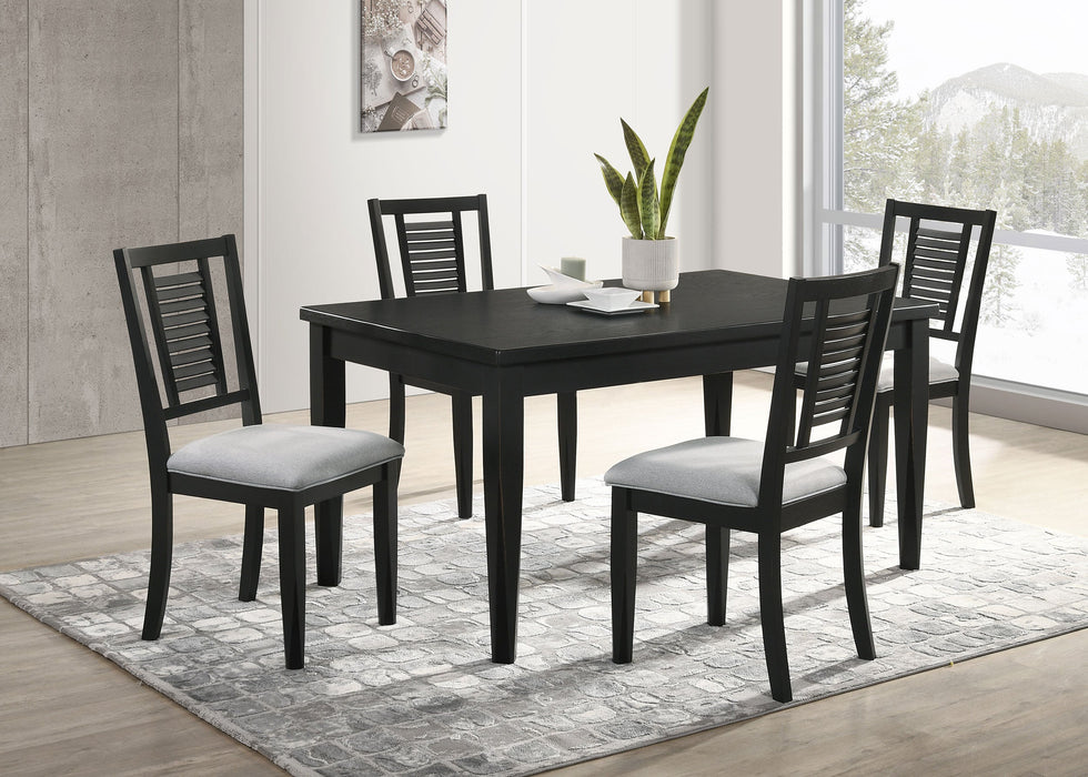 Coaster Appleton Rectangular Wood Dining Table Set Black Washed and Light Grey Set of 5