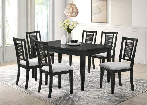 Coaster Appleton Rectangular Wood Dining Table Set Black Washed and Light Grey Set of 7