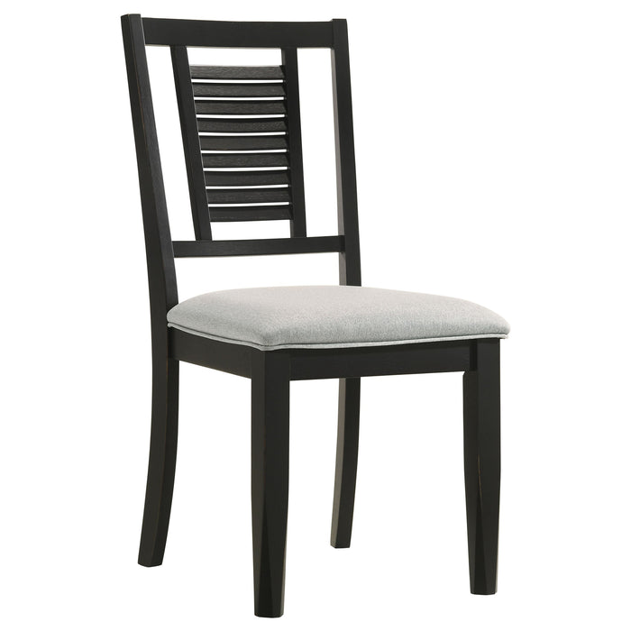 Coaster Appleton Ladder Back Dining Side Chair Black Washed and Light Grey (Set of 2) Default Title