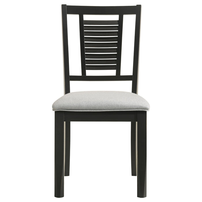 Coaster Appleton Ladder Back Dining Side Chair Black Washed and Light Grey (Set of 2) Default Title