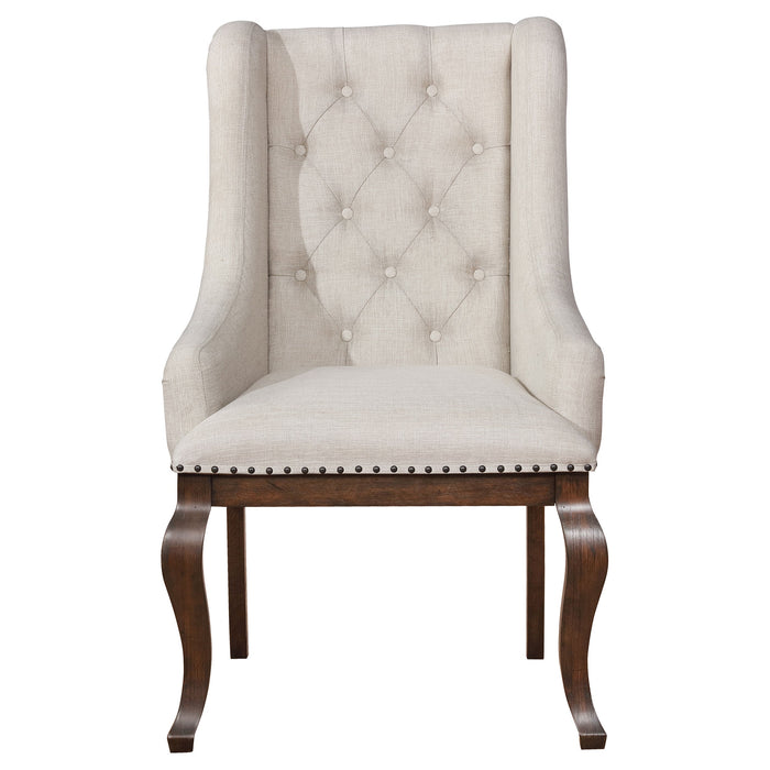 Coaster Brockway Tufted Arm Chairs Cream and Antique Java (Set of 2) Default Title