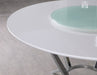 Coaster Abby Round Dining Table with Lazy Susan White and Chrome Default Title