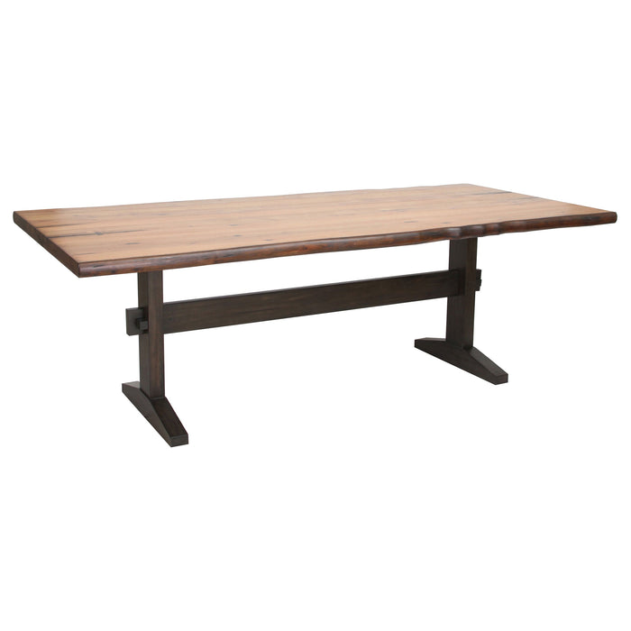 Coaster Bexley Live Edge Trestle Dining Table Natural Honey and Espresso Default Title