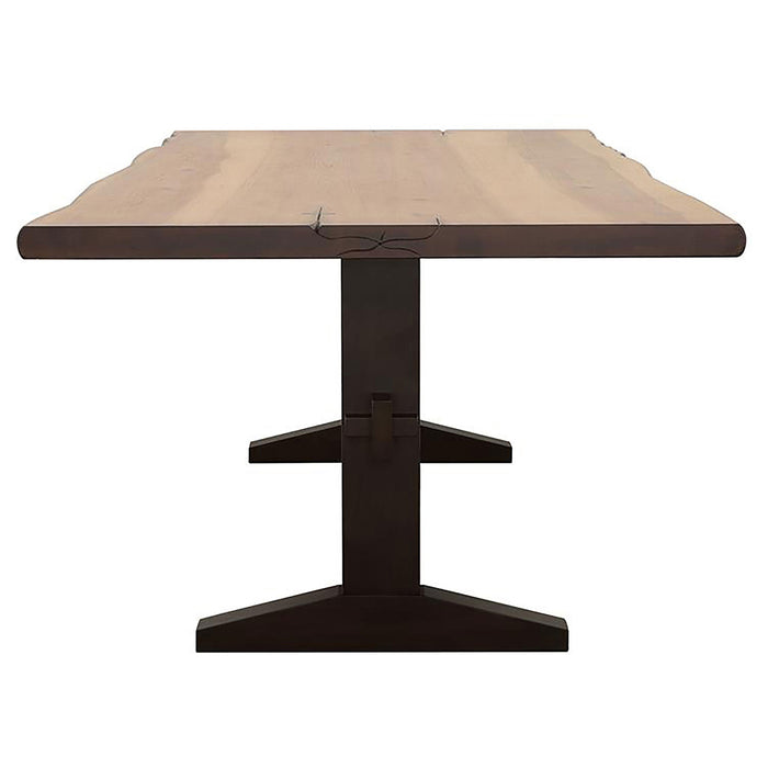 Coaster Bexley Live Edge Trestle Dining Table Natural Honey and Espresso Default Title