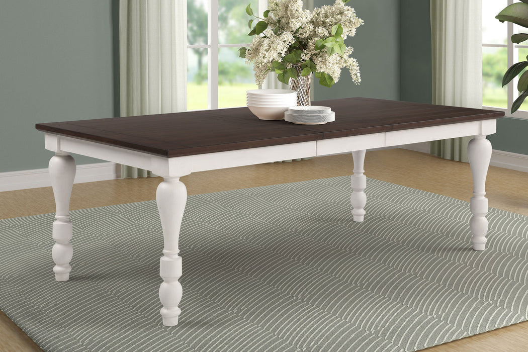 Coaster Madelyn Dining Table with Extension Leaf Dark Cocoa and Coastal White Default Title