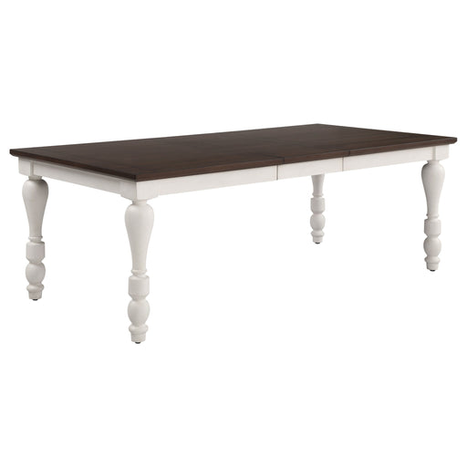 Coaster Madelyn Dining Table with Extension Leaf Dark Cocoa and Coastal White Default Title