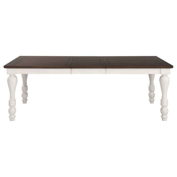 Coaster Madelyn Dining Table with Extension Leaf Dark Cocoa and Coastal White Default Title