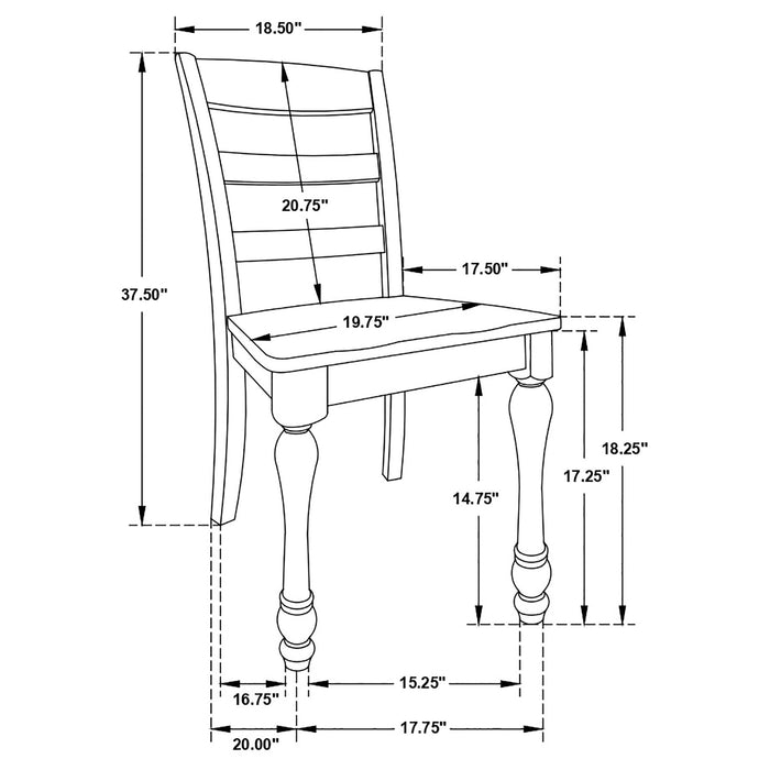 Coaster Madelyn Ladder Back Side Chairs Dark Cocoa and Coastal White (Set of 2) Default Title