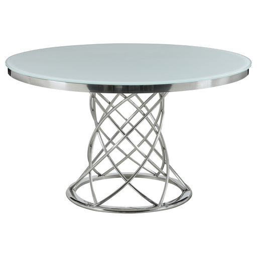 Coaster Irene Round Glass Top Dining Set White and Chrome Default Title