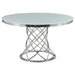 Coaster Irene Round Glass Top Dining Table White and Chrome Default Title