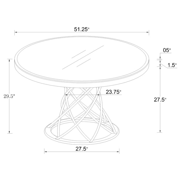 Coaster Irene Round Glass Top Dining Table White and Chrome Default Title