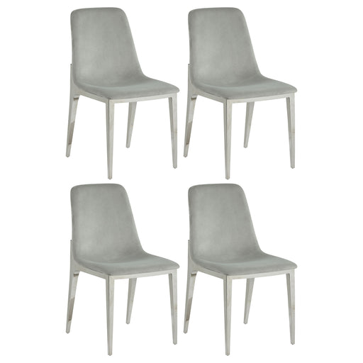 Coaster Irene Upholstered Side Chairs Light Grey and Chrome (Set of 4) Default Title