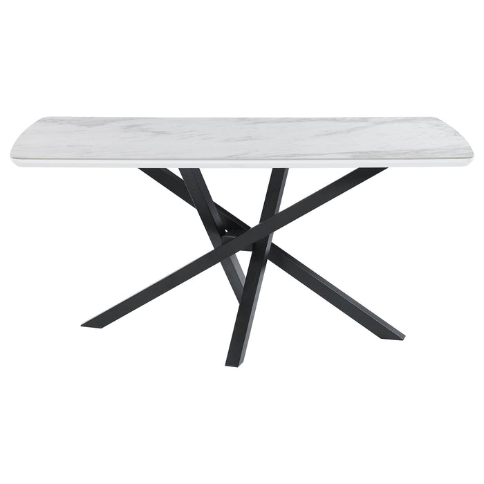 Coaster Paulita Rectangular Dining Table White and Gunmetal Default Title