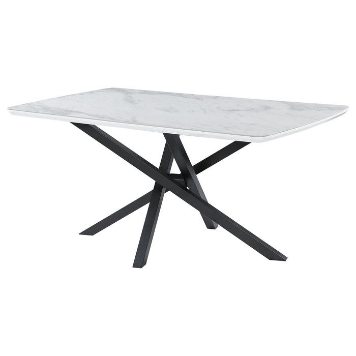 Coaster Paulita Rectangular Dining Table White and Gunmetal Default Title