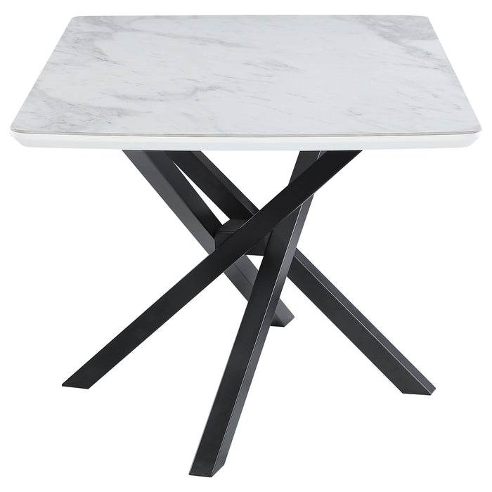 Coaster Paulita Rectangular Dining Table White and Gunmetal Default Title