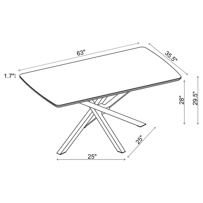 Coaster Paulita Rectangular Dining Table White and Gunmetal Default Title