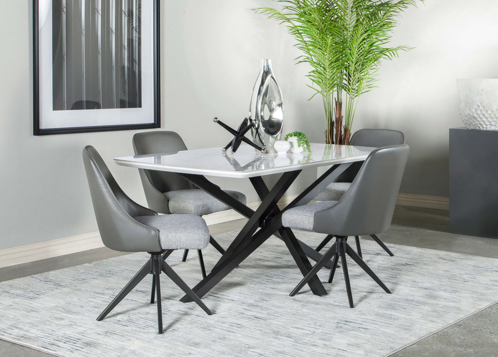 Coaster Paulita Rectangular Dining Table White and Gunmetal Default Title