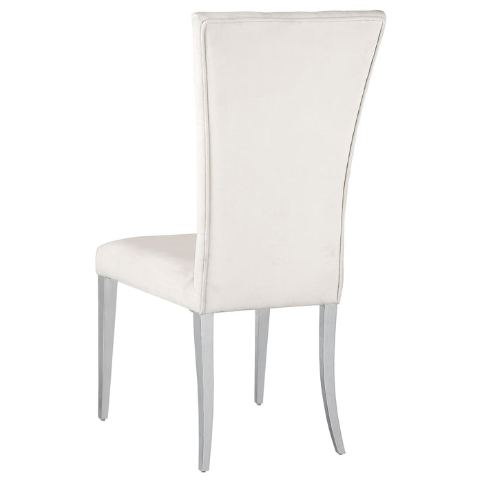 Coaster Kerwin Tufted Upholstered Side Chair (Set of 2) White and Chrome Grey