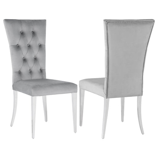 Coaster Kerwin Tufted Upholstered Side Chair (Set of 2) White and Chrome Grey