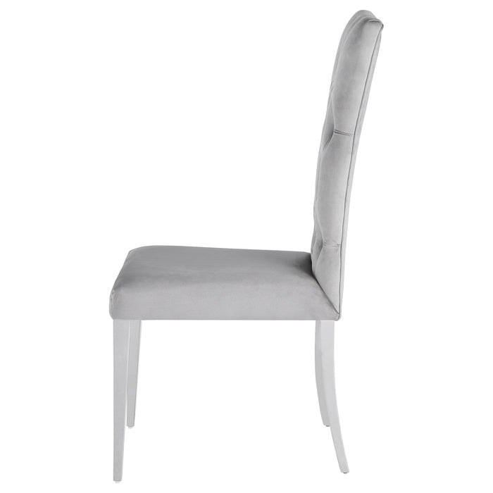 Coaster Kerwin Tufted Upholstered Side Chair (Set of 2) White and Chrome Grey