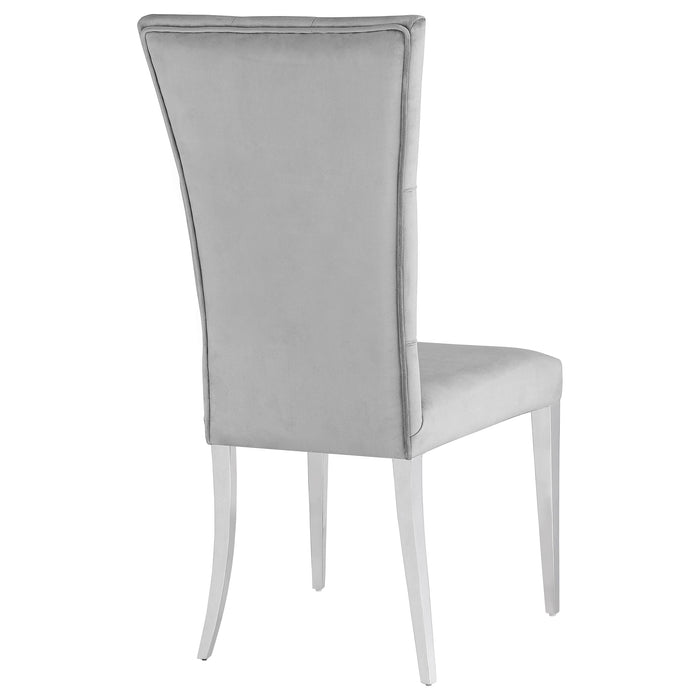 Coaster Kerwin Tufted Upholstered Side Chair (Set of 2) White and Chrome Grey