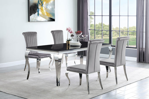 Coaster Carone 81" Rectangular Dining Set Black and Chrome Grey