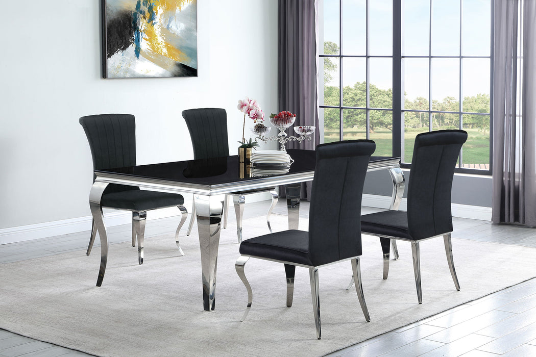 Coaster Carone 81" Rectangular Dining Set Black and Chrome Black