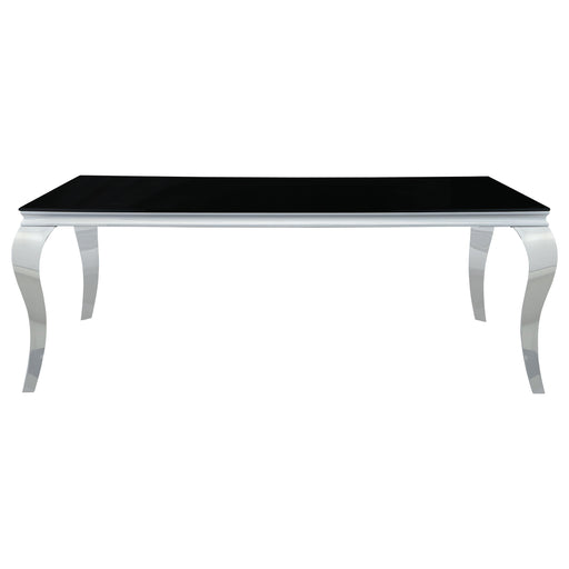 Coaster Carone Rectangular Glass Top Dining Table Black and Chrome Default Title