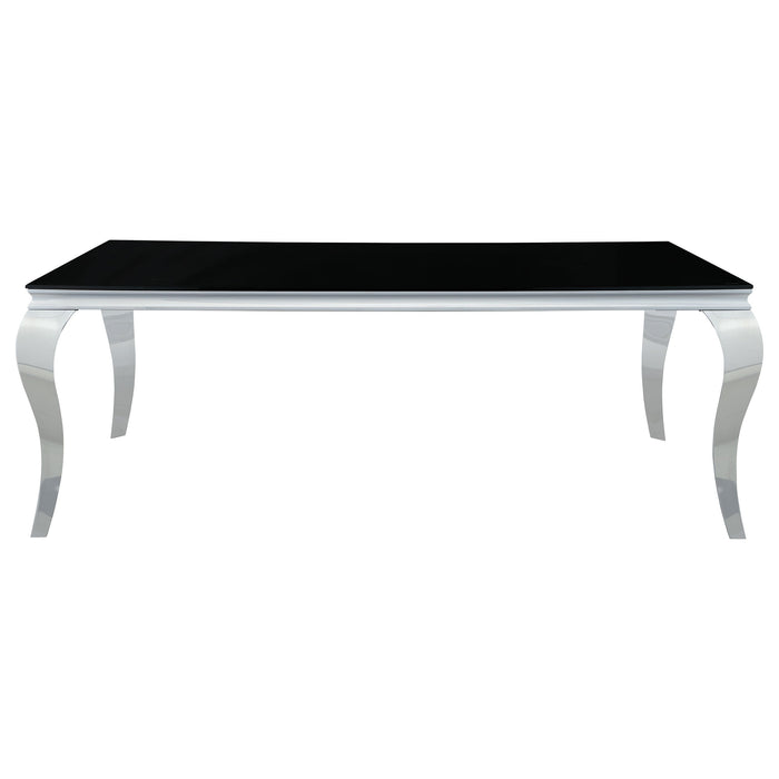 Coaster Carone Rectangular Glass Top Dining Table Black and Chrome Default Title