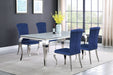 Coaster Carone 81" Rectangular Dining Set Black and Chrome Blue