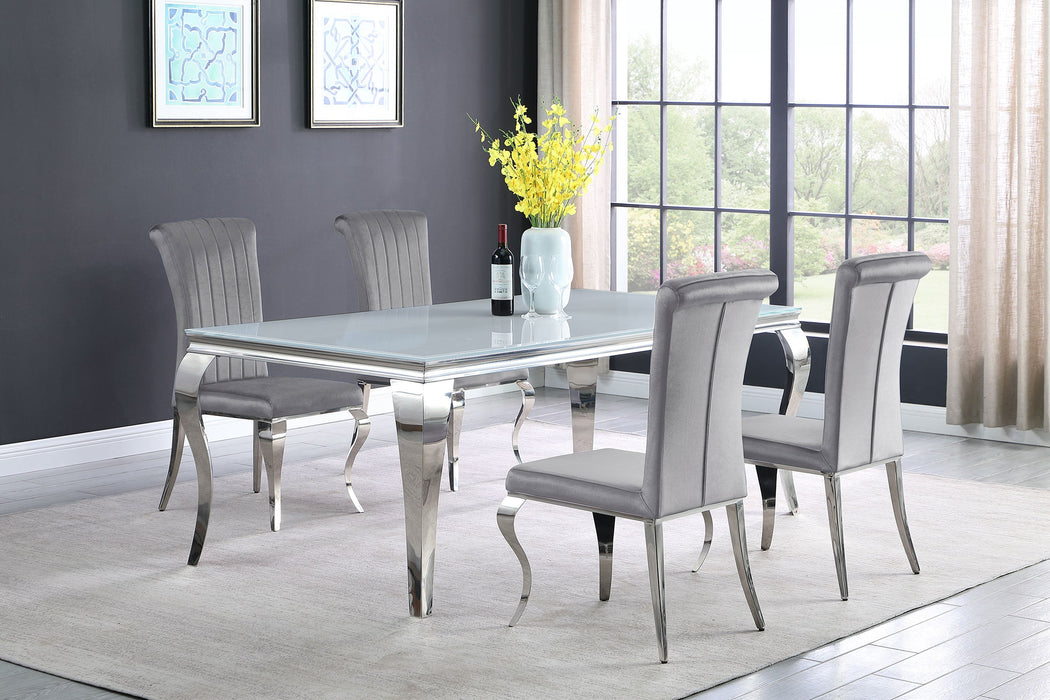 Coaster Carone 81" Rectangular Dining Set Black and Chrome Grey